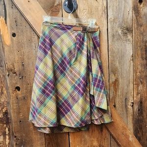 Chaps Plaid Faux Wrap Skirt